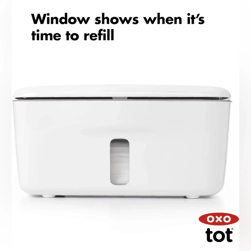 OXO Tot Perfect Pull Wipes Dispenser For Baby, White & Gray